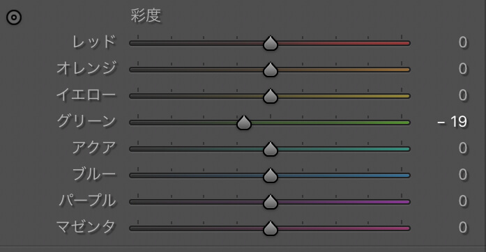Lightroomの「HSL」調整イメージ