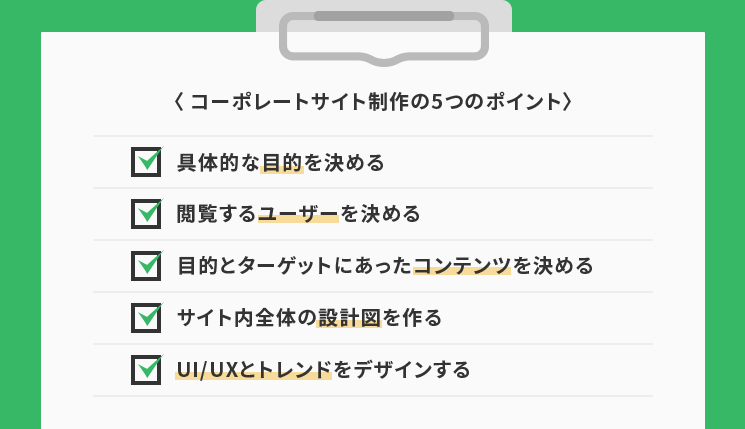 コーポレートサイト制作の5つのポイント