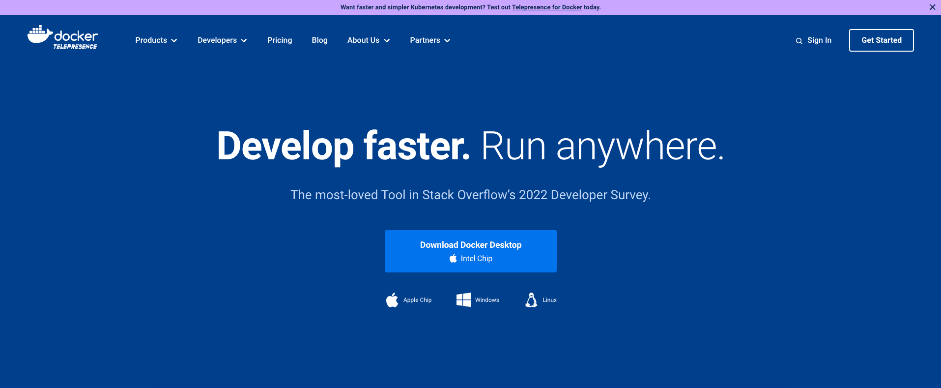 Dockerのトップページ