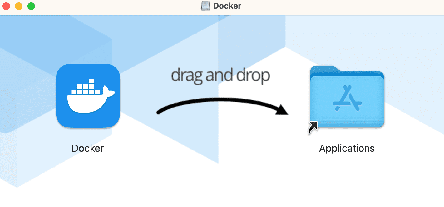 ファイルをダブルクリックして開いて、Dockerのアイコンをドラッグ＆ドロップ
