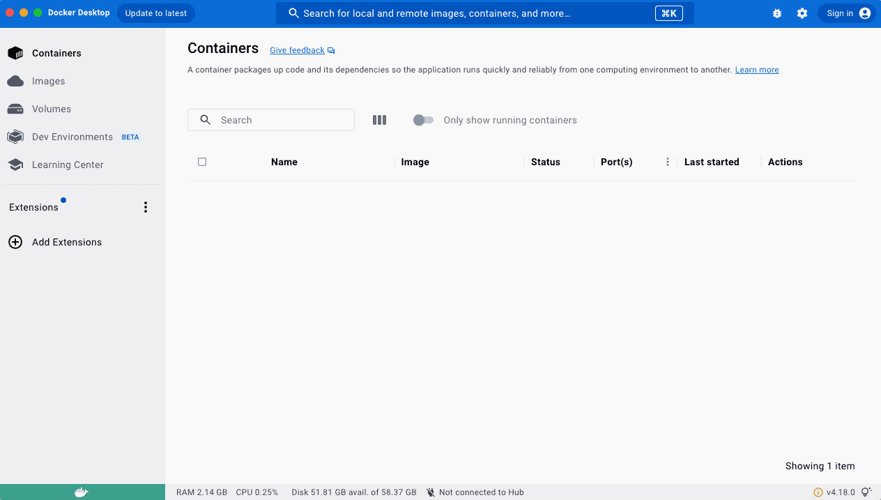 Docker起動画面