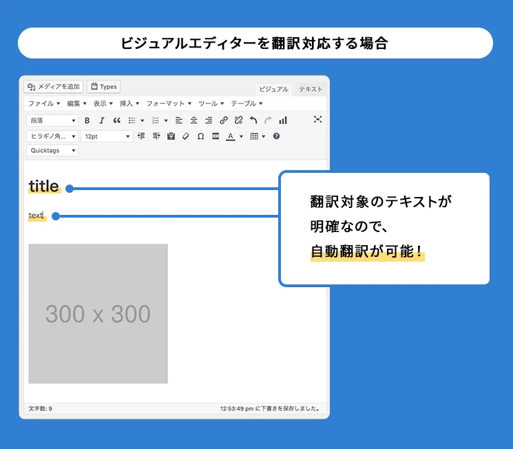 ビジュアルエディターを翻訳対応する場合