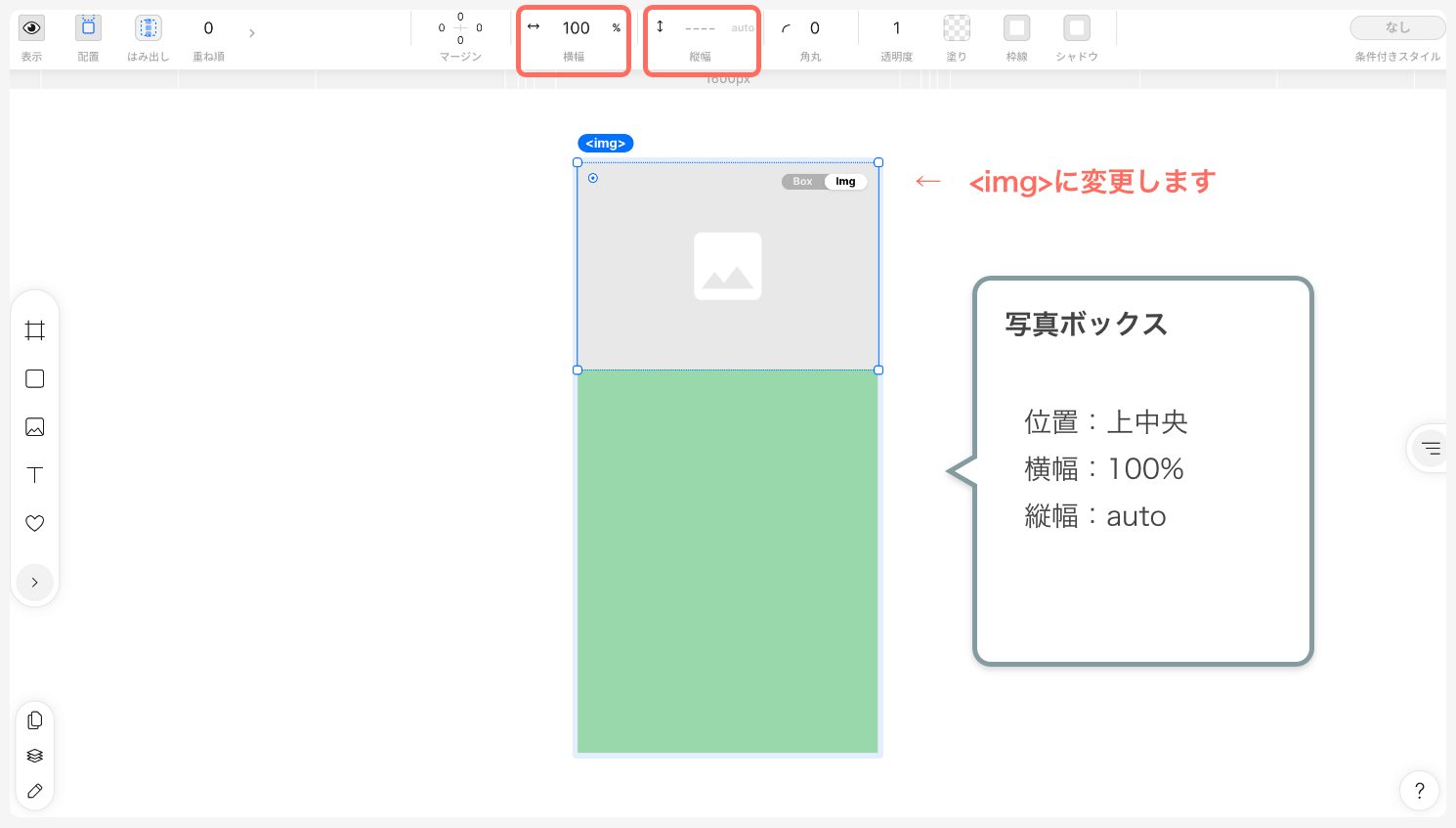 写真ボックスの配置