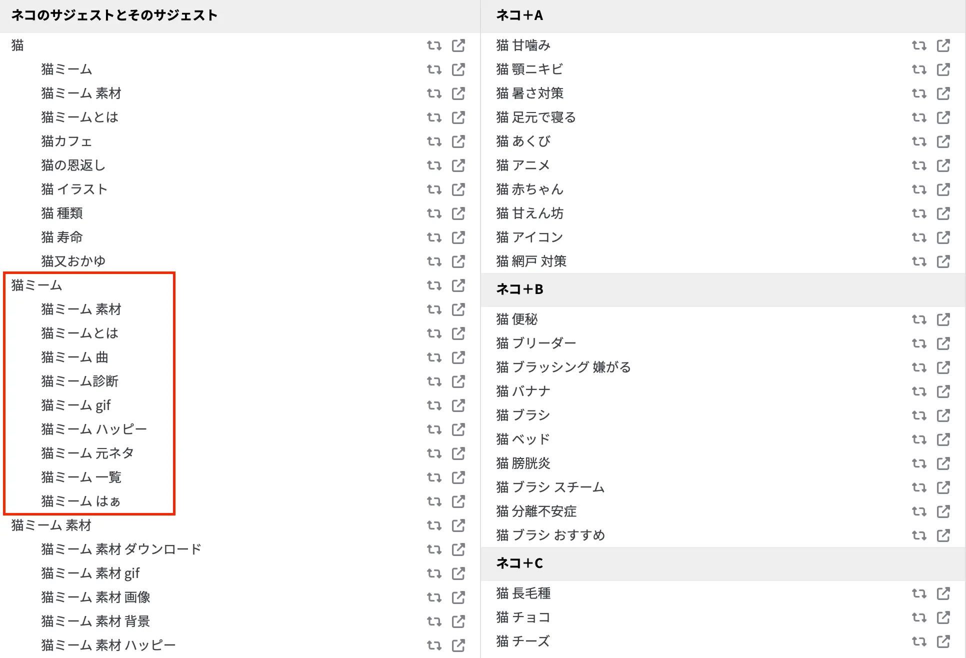 ラッコキーワード検索結果